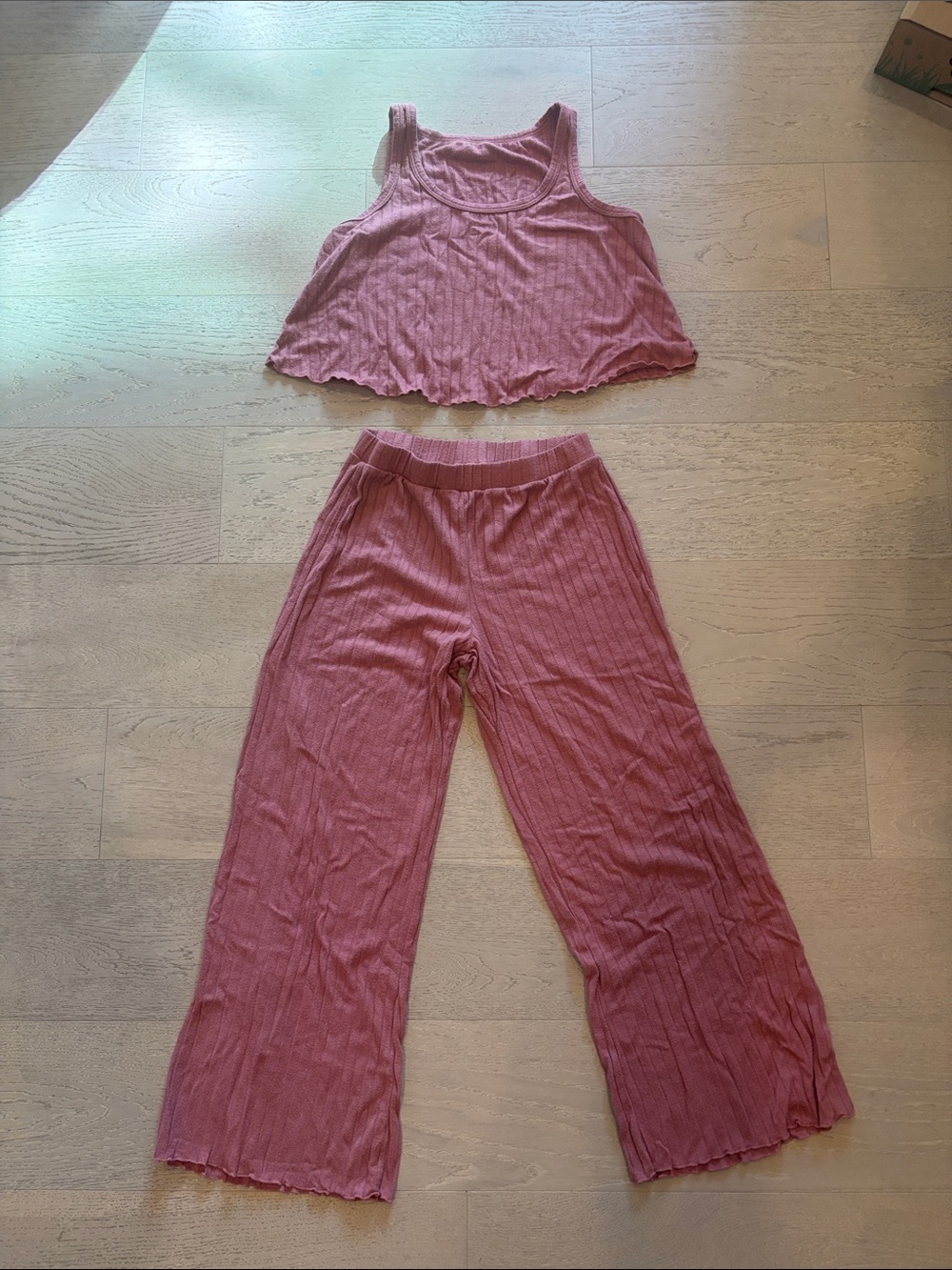 Adore Me Dusty Rose Ribbed Tank & Wide-Leg Lounge Set